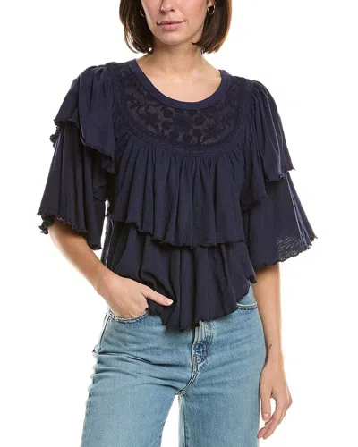 Free People Rose Party T-shirt In Blue