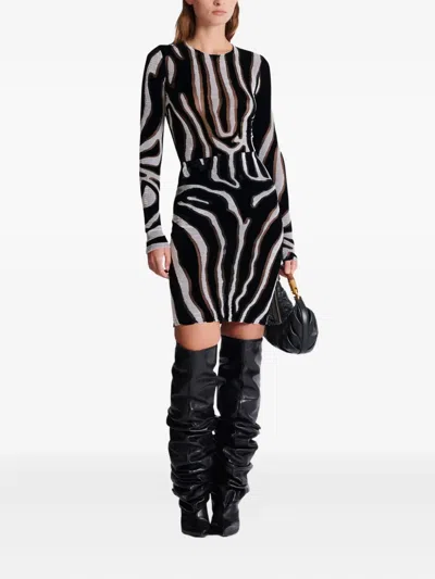 Balmain Zebra-print Velvet Bodycon Top In Animal Print