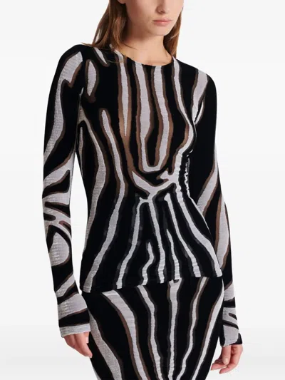 Balmain Zebra-print Velvet Bodycon Top In Animal Print