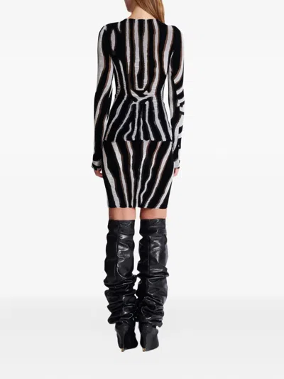 Balmain Zebra-print Velvet Bodycon Top In Animal Print