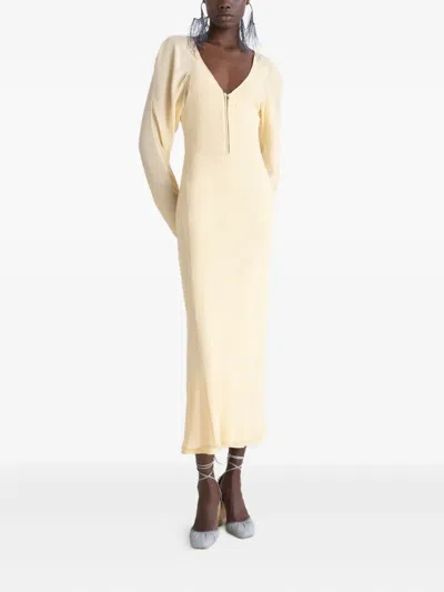 Lemaire Half-zip Raglan-sleeve Midi Dress In Neutral