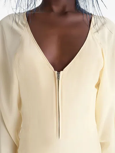 Lemaire Half-zip Raglan-sleeve Midi Dress In Neutral