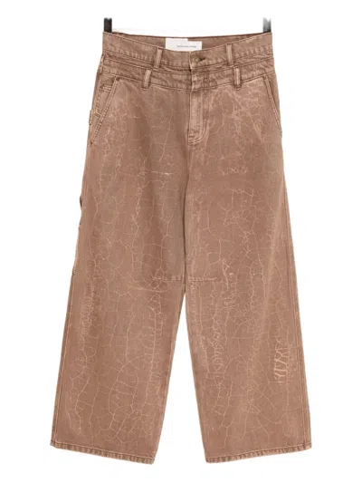 Feng Chen Wang Crack-print Jeans In Brown