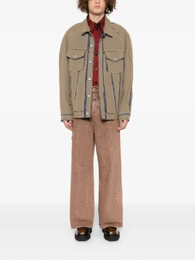 Feng Chen Wang Crack-print Jeans In Brown