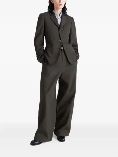 Lemaire Single-breasted Tailored Blazer In Green