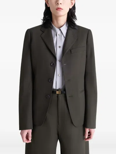 Lemaire Single-breasted Tailored Blazer In Green