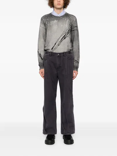 Feng Chen Wang Belt-detail Jeans In Black