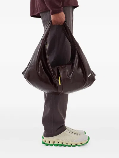 Sunnei Logo Multitasking Shoulder Bag In Brown