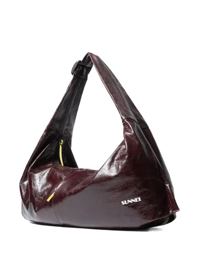 Sunnei Logo Multitasking Shoulder Bag In Brown