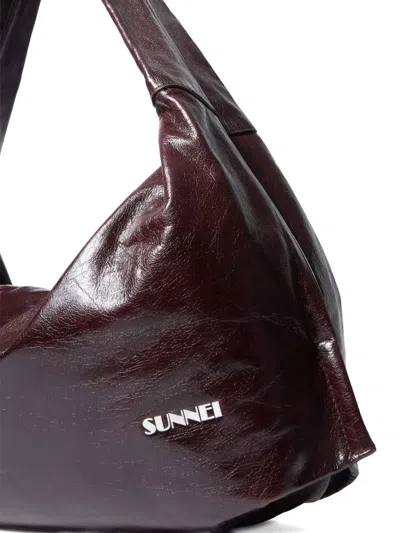 Sunnei Logo Multitasking Shoulder Bag In Brown