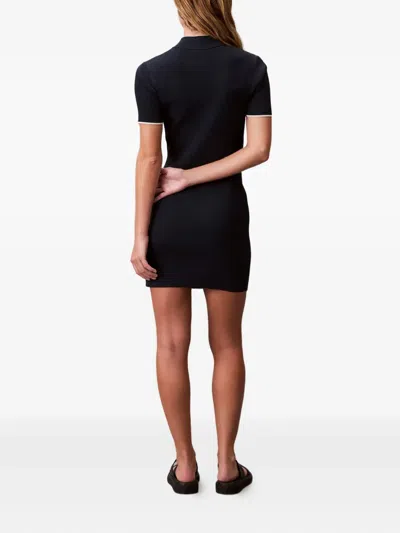 Calvin Klein Jeans Est.1978 Half-zip Ribbed Mini Dress In Blue