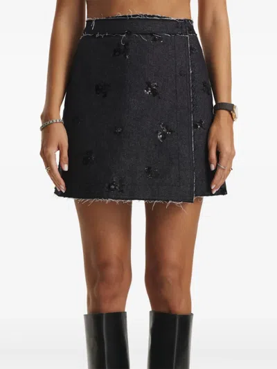 亮片缀饰磨损边半身裙
