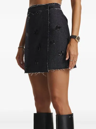 亮片缀饰磨损边半身裙