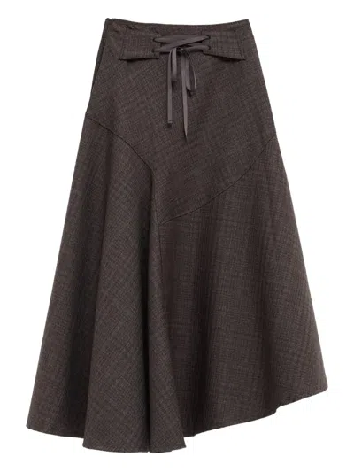 Our Legacy Waltz Check-pattern Midi Skirt In Brown