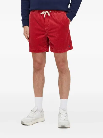 Polo Ralph Lauren Embroidered-logo Corduroy Shorts In Red