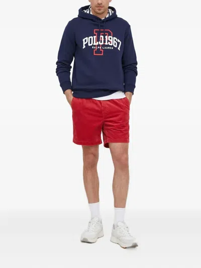 Polo Ralph Lauren Embroidered-logo Corduroy Shorts In Red