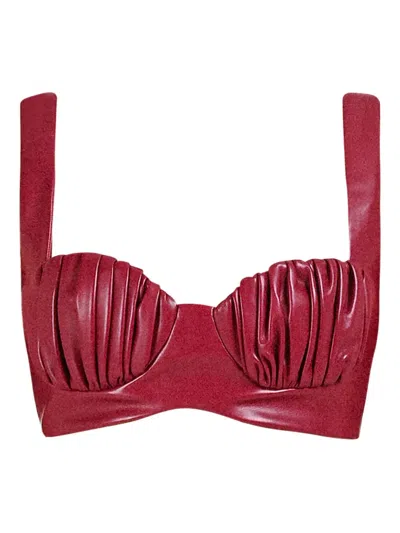 Rowen Rose Gathered Cup Bra In Red