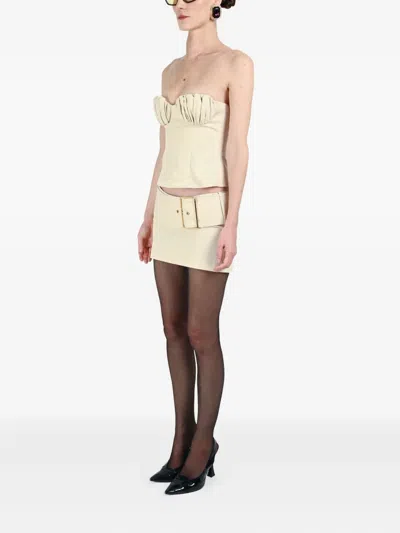Rowen Rose Ruched-bustier Top In Neutral