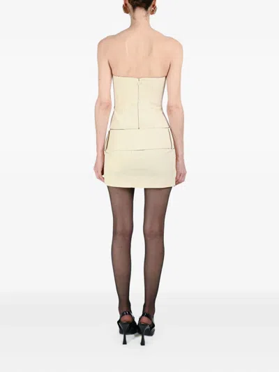 Rowen Rose Ruched-bustier Top In Neutral