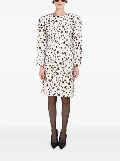 Rowen Rose Dalmatian-pattern Button-fastening Jacket In White