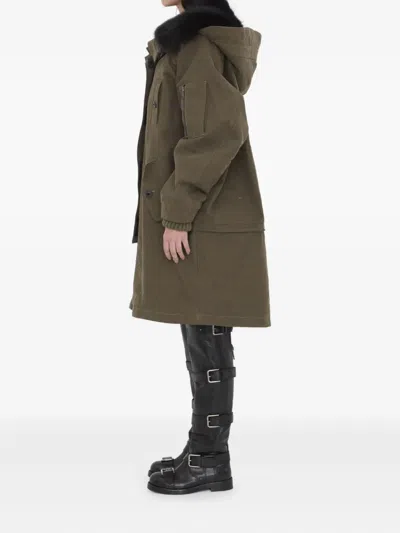 Dolce & Gabbana Padded Coat With Faux Fur Trim In Green