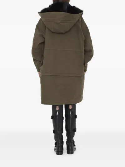 Dolce & Gabbana Padded Coat With Faux Fur Trim In Green