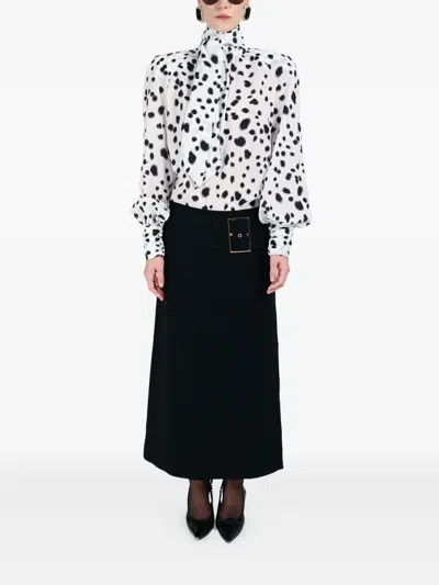 Rowen Rose Dalmatian-pattern Blouse In White