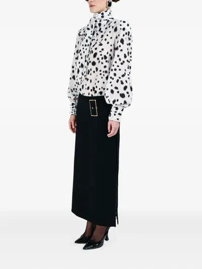 Rowen Rose Dalmatian-pattern Blouse In White