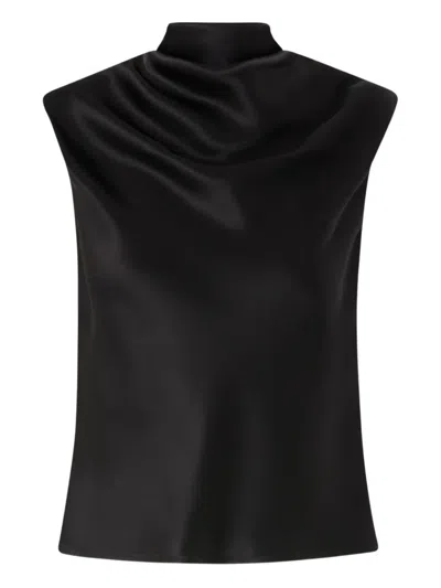 Pinko Draped-detail Sleeveless Blouse In Black