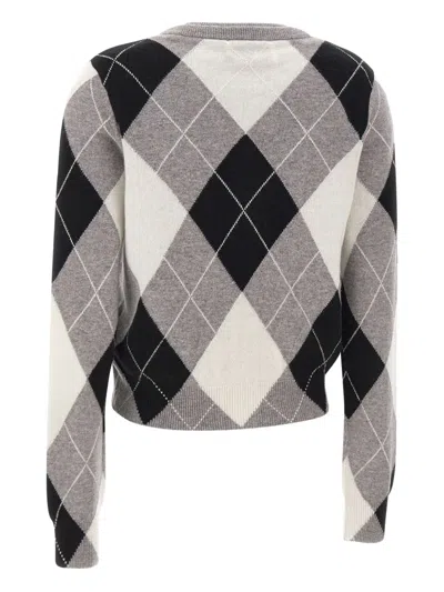 Kaos Diamond-pattern Button Cardigan In Gray