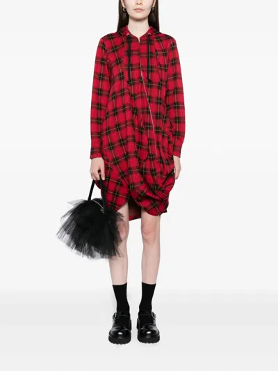 Comme Des Garçons Plaid Dress In Red