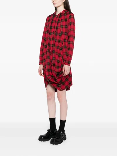 Comme Des Garçons Plaid Dress In Red
