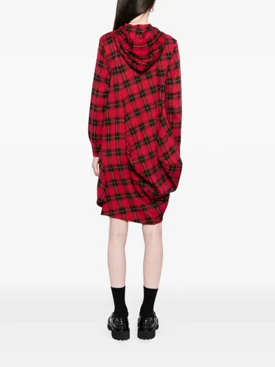 Comme Des Garçons Plaid Dress In Red