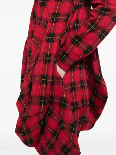 Comme Des Garçons Plaid Dress In Red