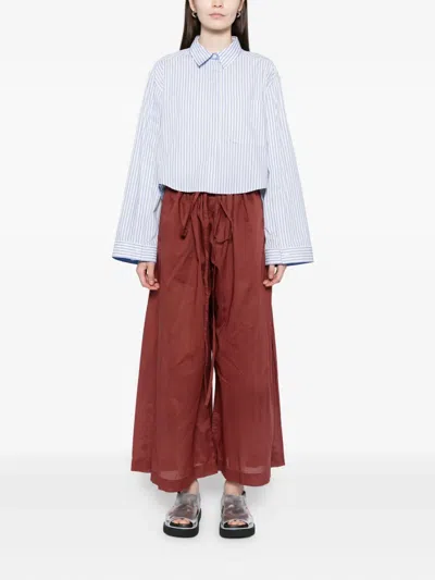 Egg Paijama Wide-leg Pants In Red