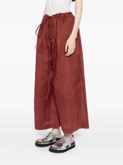 Egg Paijama Wide-leg Pants In Red