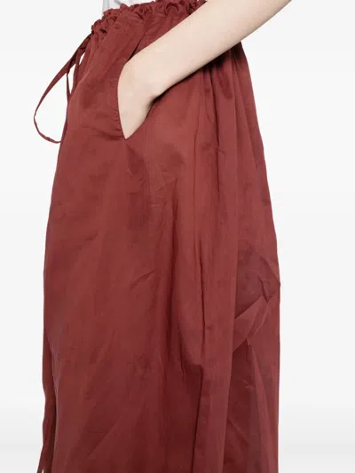 Egg Paijama Wide-leg Pants In Red