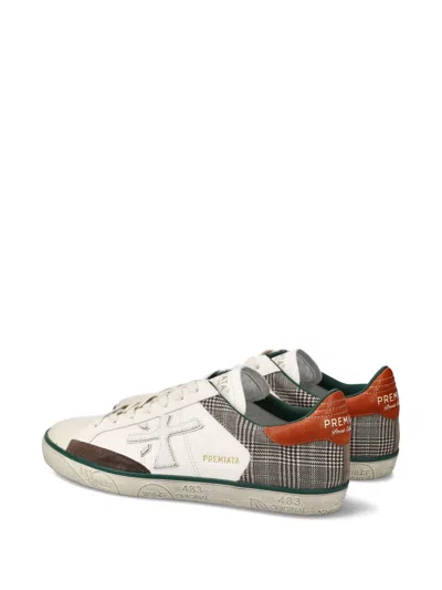 Premiata Check Panelled Steven Sneakers In White