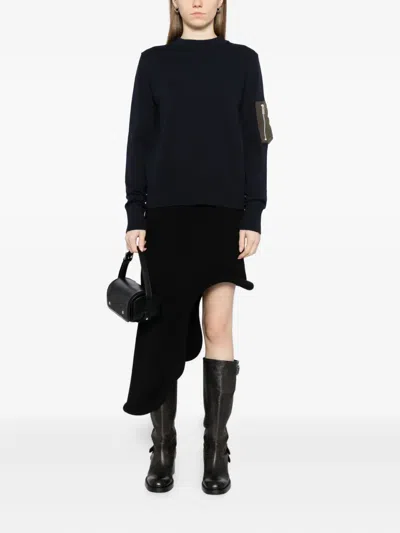 Sacai Nylon-patch Jumper In Blue