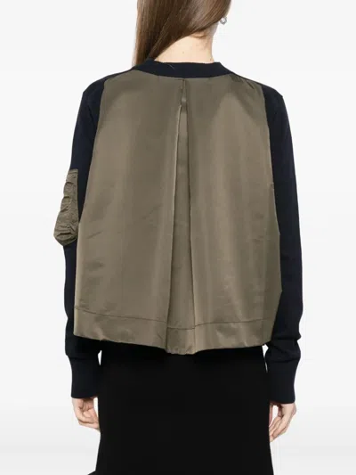 Sacai Nylon-patch Jumper In Blue