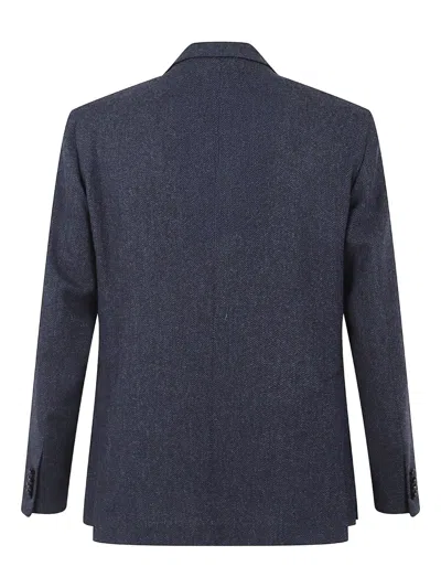 Tagliatore Herringbone Double-breasted Jacket In Blue