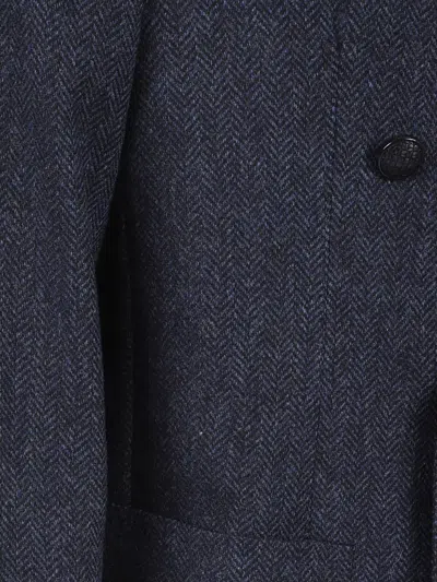 Tagliatore Herringbone Double-breasted Jacket In Blue