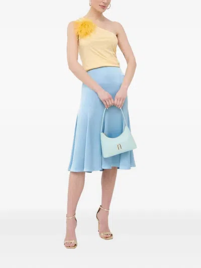 Patrizia Pepe Feather One-shoulder Top In Yellow