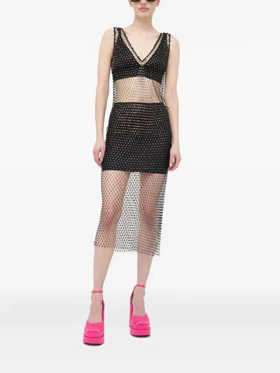 Patrizia Pepe Beaded Split Midi Skirt In Black