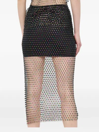 Patrizia Pepe Beaded Split Midi Skirt In Black
