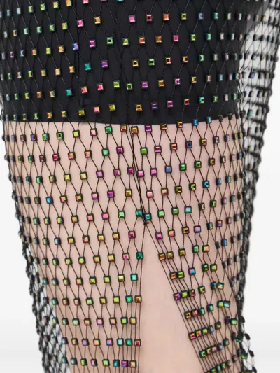 Patrizia Pepe Beaded Split Midi Skirt In Black