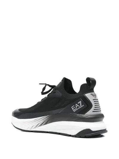 Ea7 Lace-up Silk Sneakers In Black