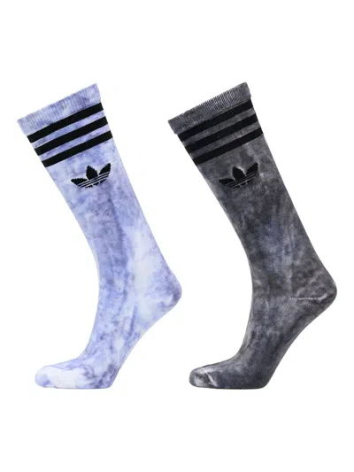 Adidas Originals Tie-dye Logo-detail Socks (pack Of Two) In Gray