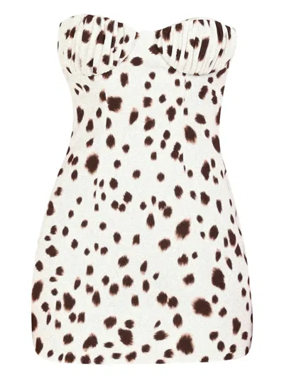 Rowen Rose Dalmatian-pattern Dress In White