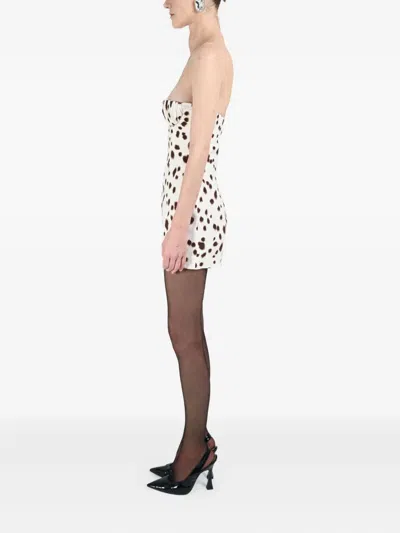 Rowen Rose Dalmatian-pattern Dress In White